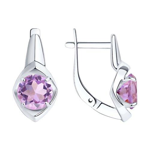 Серьги DIAMANT ( SOKOLOV ) серебро с родием, аметист 94-320-00783-2