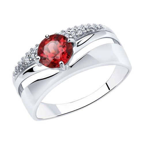 Кольцо DIAMANT ( SOKOLOV ) серебро с родием, родолит фианит 94-310-00788-1 размеры - 16,5 17