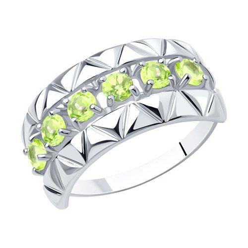 Кольцо DIAMANT ( SOKOLOV ) серебро с родием, хризолит 94-310-00800-4 размеры - 16,5 17