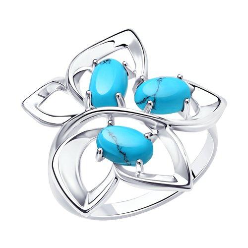 Кольцо DIAMANT ( SOKOLOV ) серебро с родием, бирюза синт. 94-310-00865-1 размеры - 16,5