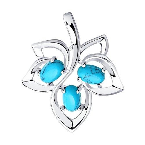 Подвеска DIAMANT ( SOKOLOV ) серебро с родием, бирюза синт. 94-330-00865-1