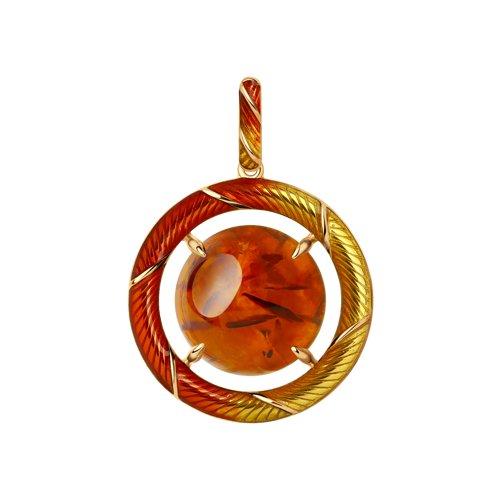 Подвеска DIAMANT ( SOKOLOV ) серебро с позолотой, янтарь пресс. эмаль 93-330-00831-2