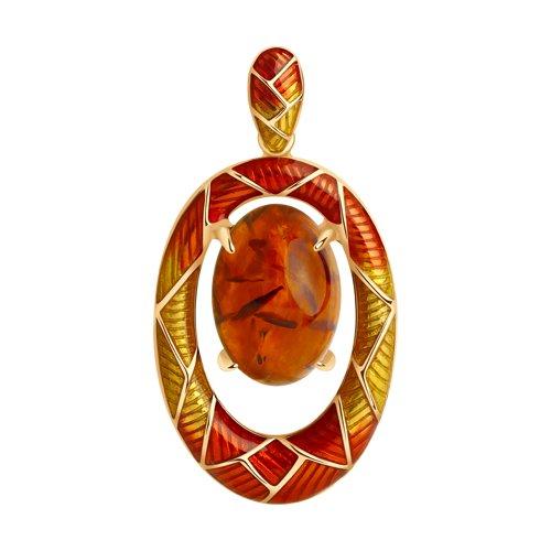 Подвеска DIAMANT ( SOKOLOV ) серебро с позолотой, янтарь пресс. эмаль 93-330-00855-1