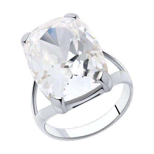 Кольцо из серебра с кристаллом DIAMANT ( SOKOLOV ) покрыто  родием 94-110-00743-1 размеры - 17