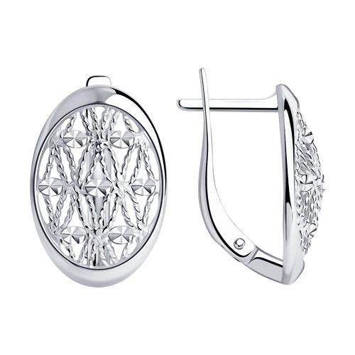 Серьги из серебра с алмазной гранью DIAMANT ( SOKOLOV ) 94-120-00719-1 покрыто родием