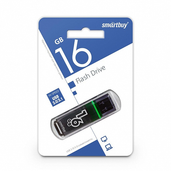 USB 3.0 накопитель Smartbuy 16GB Glossy series Dark Grey - фото 1 - id-p92377842