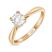 Золотое кольцо из красного золота с крупным фианитом 1,9 г
