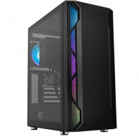 Корпус ATX midi tower EINAREX, Starfall, 3*120cm black fan + 1*120cm RGB fan (без БП), черный