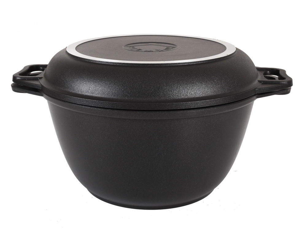 Казан 3 литра с крышкой-сковородой, с антипригарным покрытием