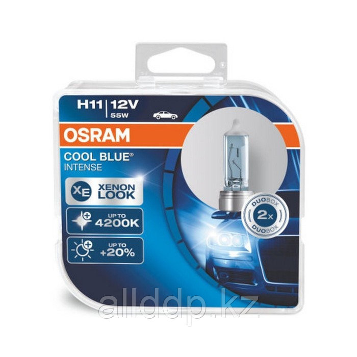 Лампа автомобильная Osram Cool Blue Intense, H11, 12 В, 55 Вт, набор 2 шт, 64211CBI-HCB - фото 1 - id-p92428496