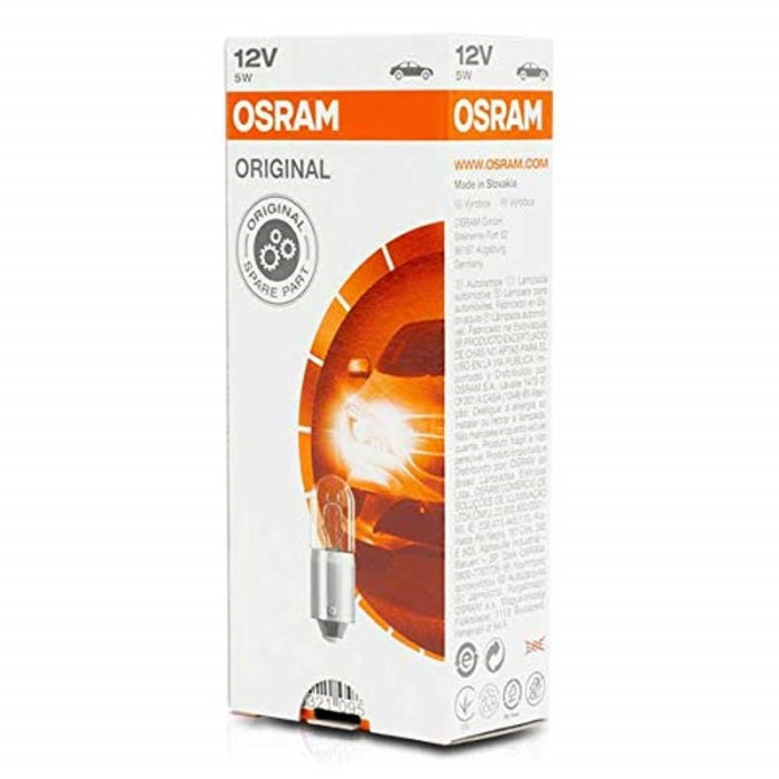 Лампа автомобильная Osram, T5W, 12 В, 5 Вт, (BA9s), 3860