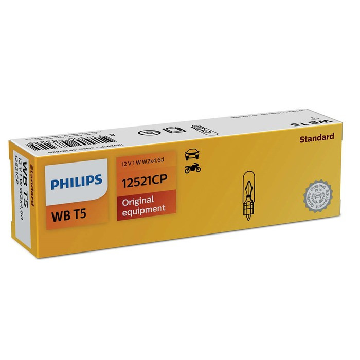 Лампа автомобильная Philips WBT5, W1W, 12 В, 1 Вт, (W2x4,6d), 12521CP
