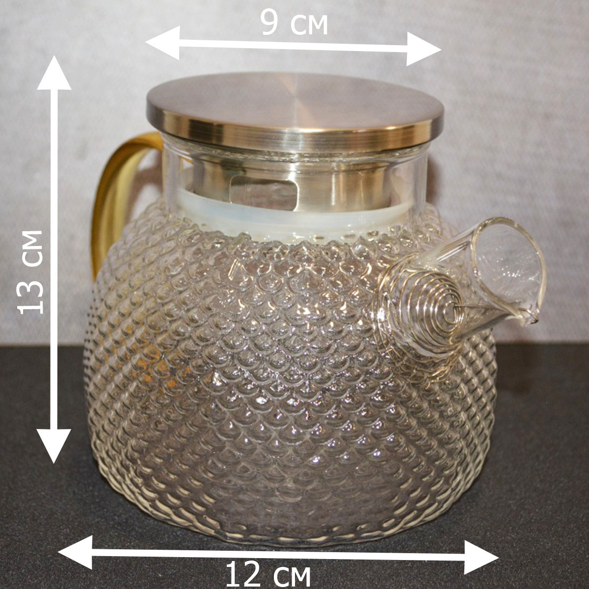 Заварочный стеклянный чайник на 1 литр - фото 2 - id-p92396696