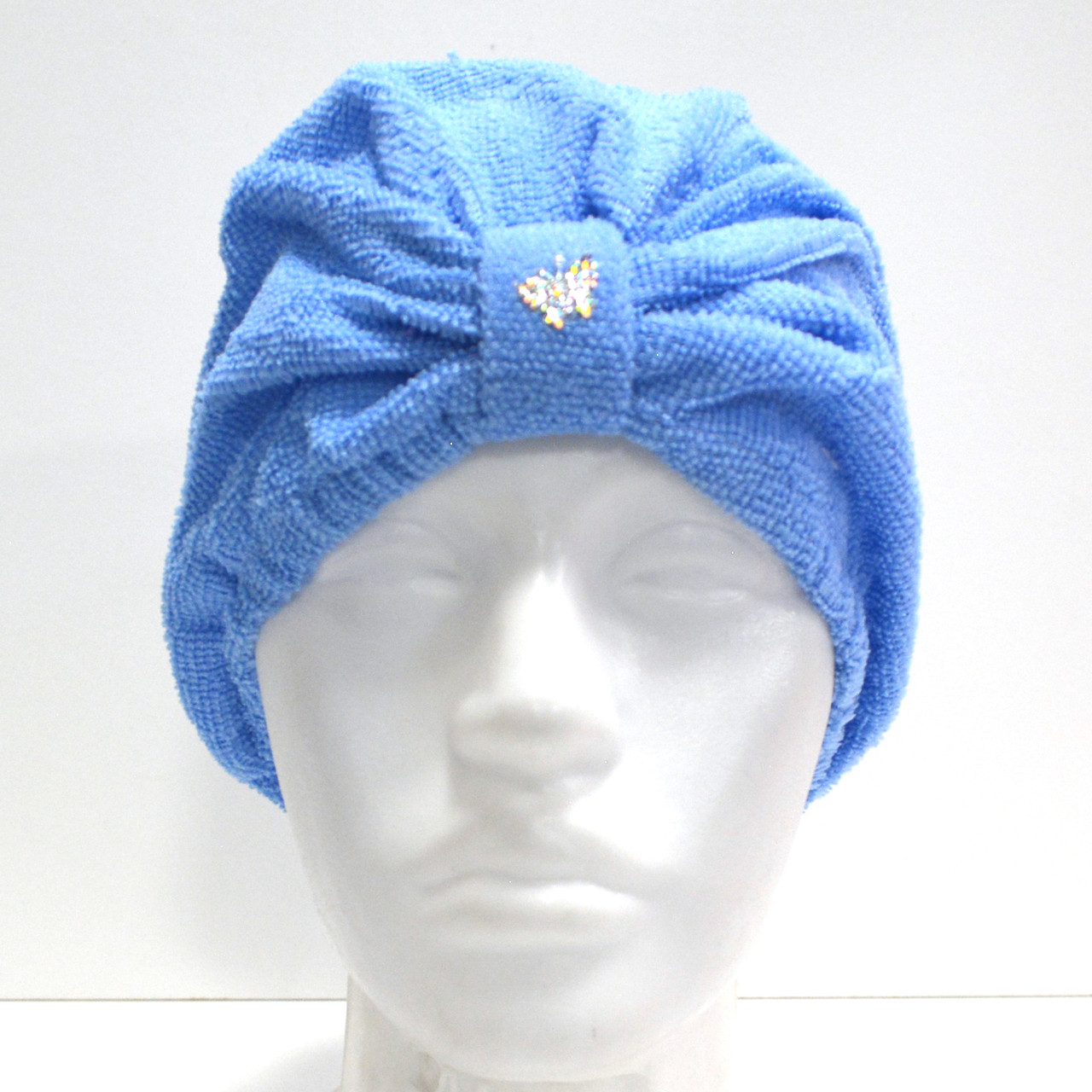 Полотенце для сушки волос банное тюрбан из микрофибры голубое - фото 2 - id-p92456872