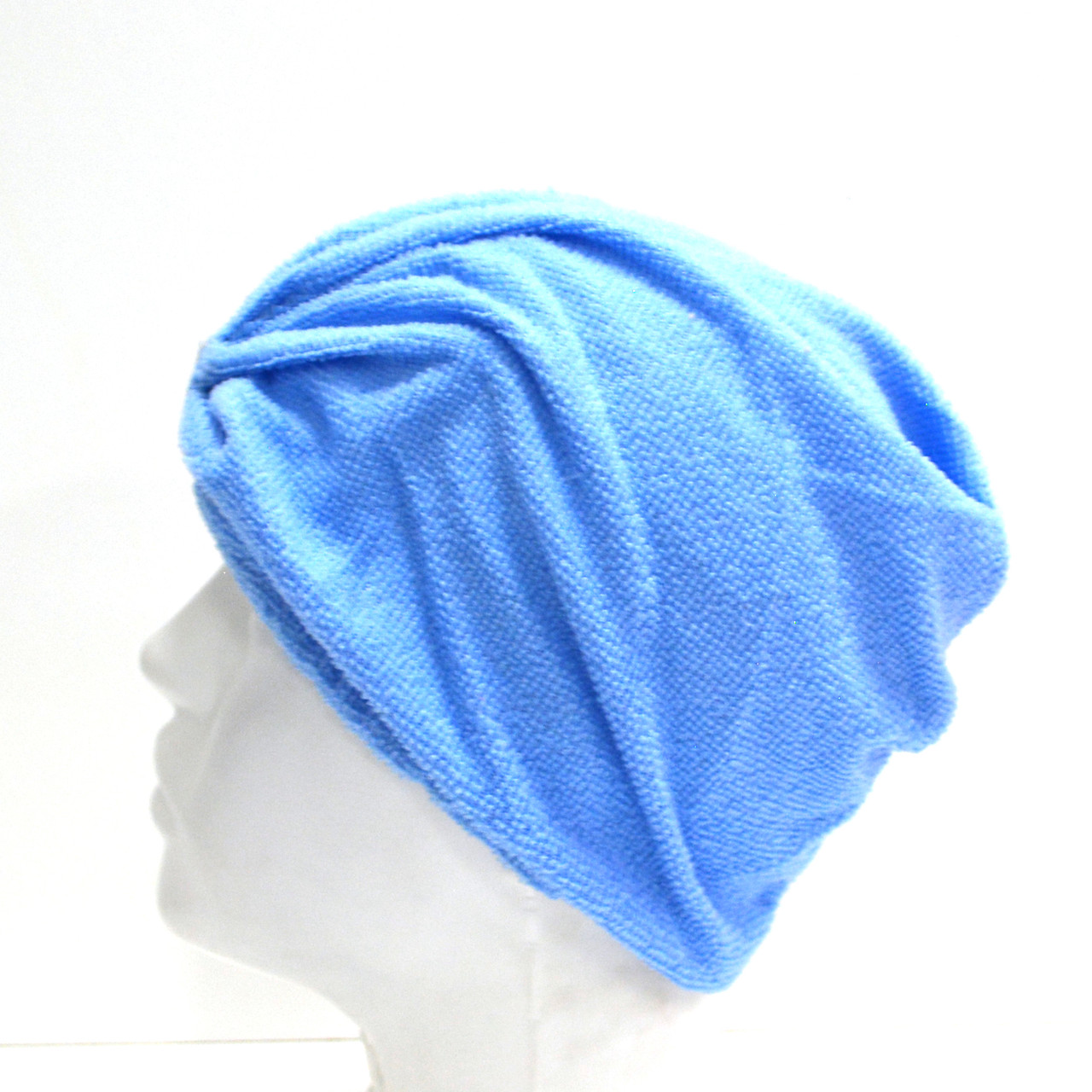 Полотенце для сушки волос банное тюрбан из микрофибры голубое - фото 3 - id-p92456872