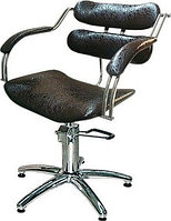 Кресло парикмахерское МЭДИСОН ИРЭН гидравлика хром, черное лаковое текстурное