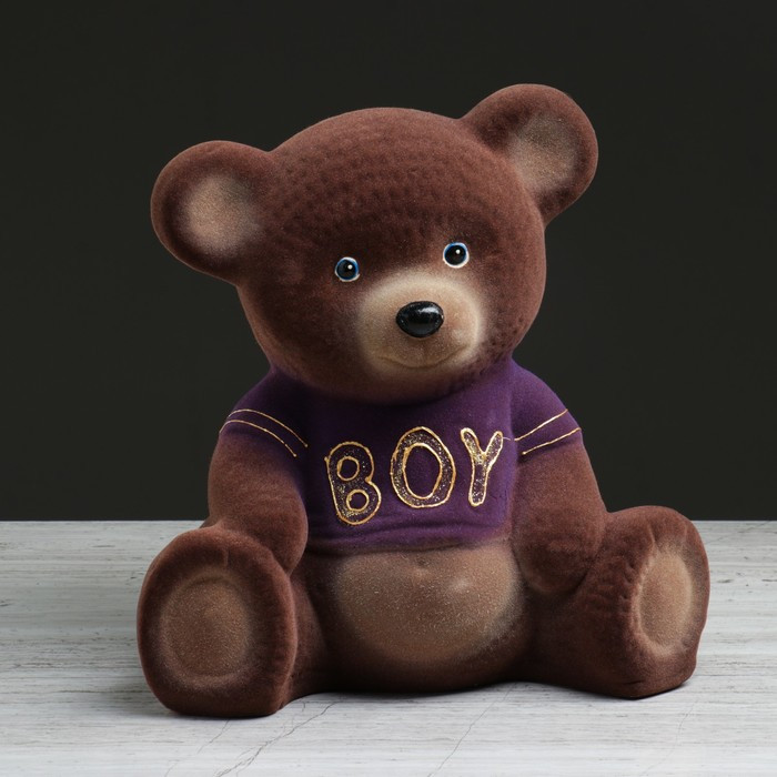 Копилка "Мишка: boy", флок, коричневый цвет, 25 см, микс