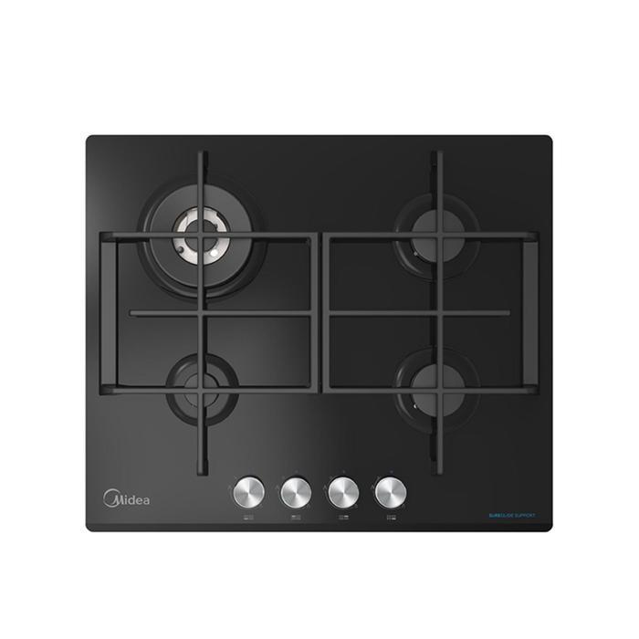Варочная поверхность Midea MG621TGB, газовая, 4 конфорки, газ-контроль, чёрная