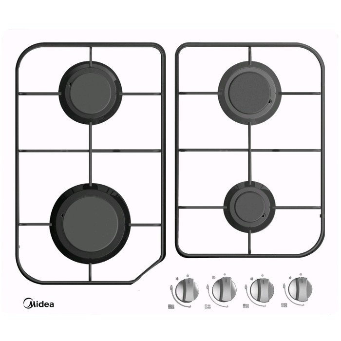 Варочная поверхность Midea MG640W, газовая, 4 конфорки, 59 см, белая