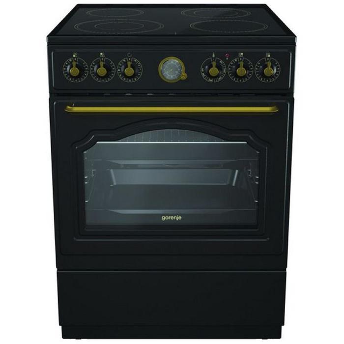 Плита Gorenje El Classico EC62CLB, электрическая, 4 конфорки, 71 л, стеклокерамика, чёрная
