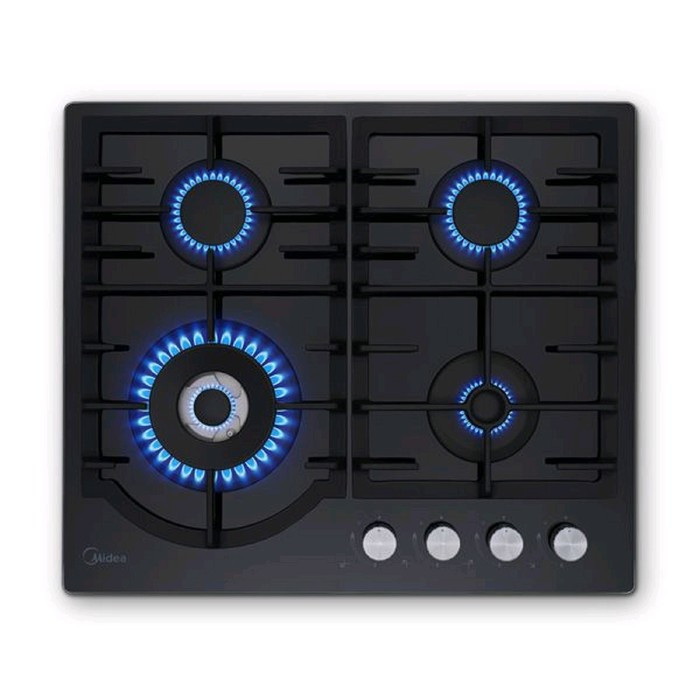 Варочная поверхность Midea MG696TGB, газовая, 4 конфорки, 56 см, чёрная