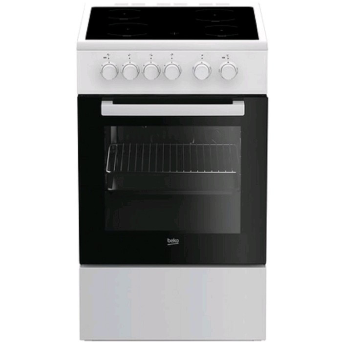 Плита Beko FSS 57000 GW, электрическая, 4 конфорки, 60 л, гриль, чёрно-белая