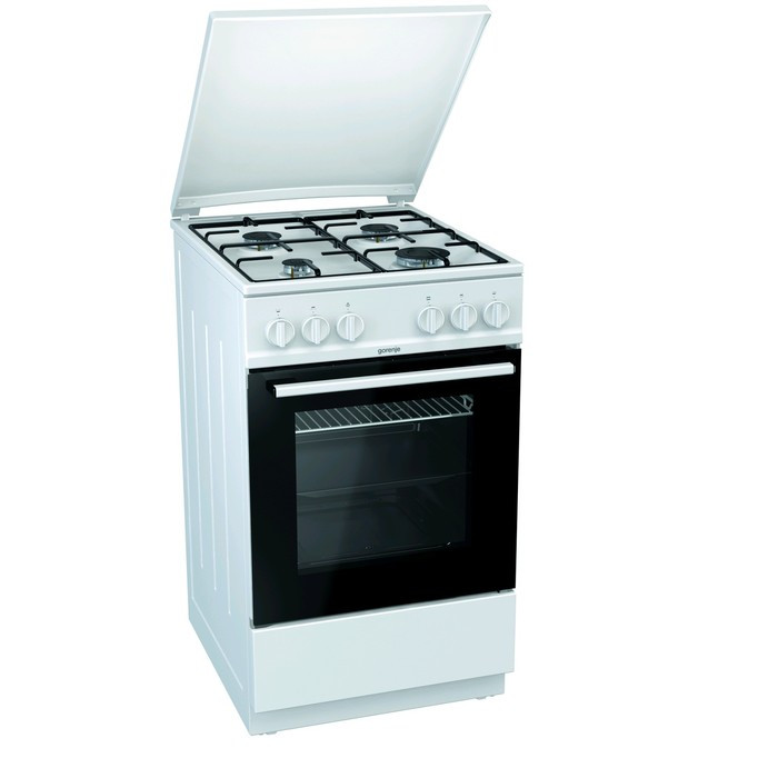 Плита Gorenje GN5111WJ, газовая, 4 конфорки, 70 л, газ-контроль, чёрно-белая