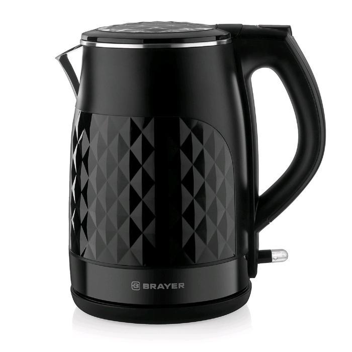 Чайник электрический BRAYER BR1043BK, металл, 1.7 л, 2200 Вт, автоотключение, чёрный