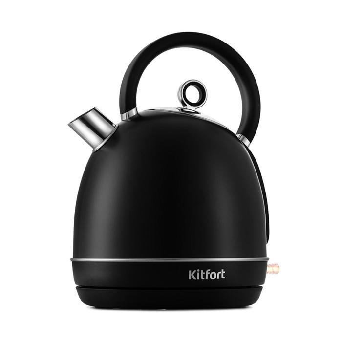 Чайник Kitfort КТ-6117-1, металл, 1.7 л, 2200 Вт, чёрный