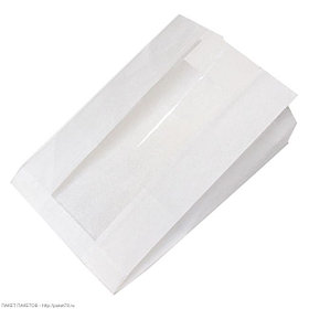 Бумажный пакет с плоским дном с окном 320*200*65(100) белый