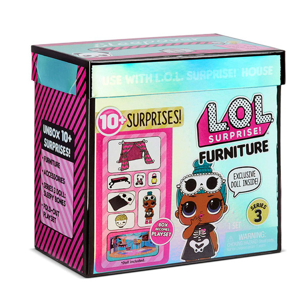 LOL Surprise Игровой набор ЛОЛ Фурнитура 3 серия Хэллоуин с куклой Sleepy Bones (10 сюрпризов)