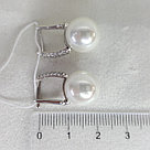 Серьги из серебра имитация жемчуга фианит Красная Пресня 3369732Д  вставка жемчуг фианит, с английским замком, фото 3