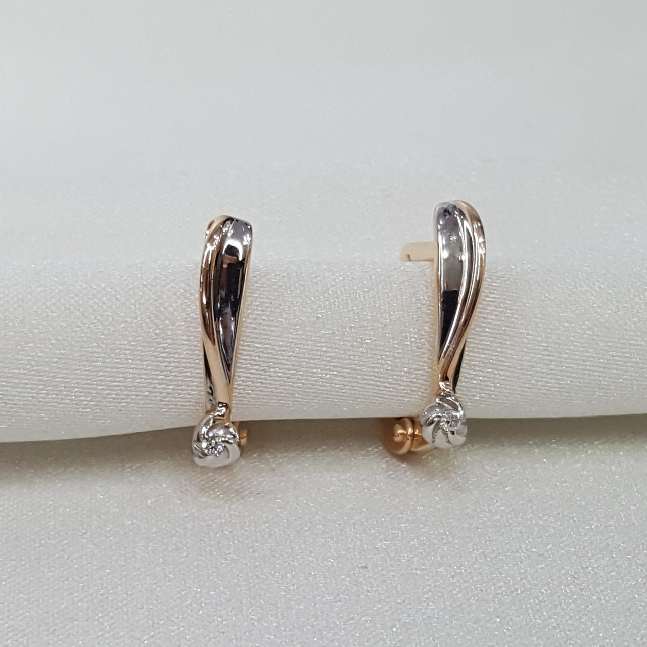 Серьги AQUAMARIN серебро с позолотой, бриллиант 040161.6 размеры - 17