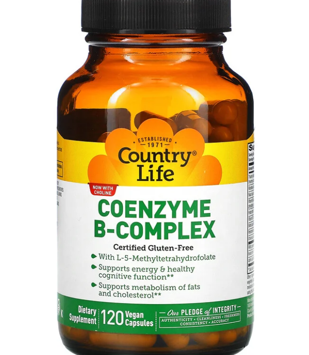 Country Life, Комплекс коэнзимов группы B, 120 веганских капсул