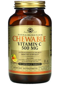 Solgar, жевательный витамин C, апельсиновый вкус, 90 жевательных таблеток