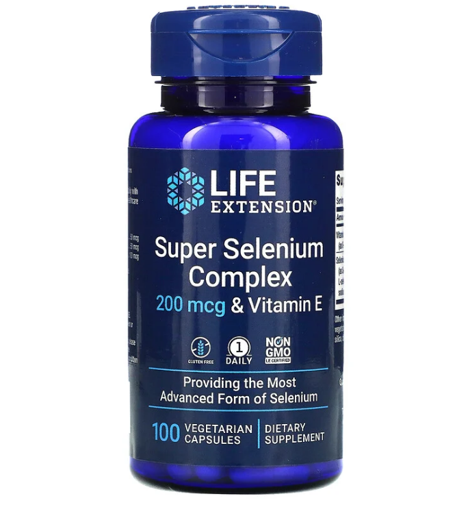 Life Extension, суперкомплекс селена с витамином E, 200 мкг, 100 вегетарианских капсул