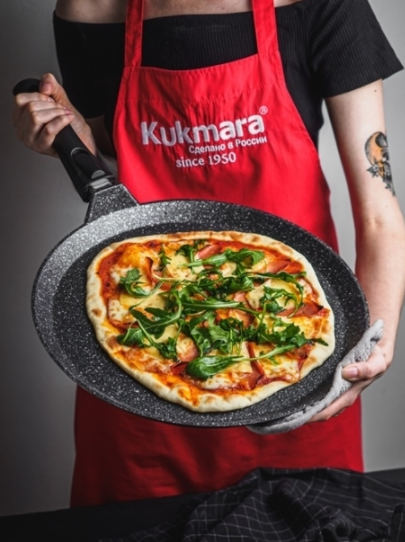 Сковорода-лавашница 35 см, темный мрамор Кукмара, фото 1