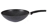 Сковорода wok (классическая) 300/100мм с ручкой, (темный мрамор), фото 1