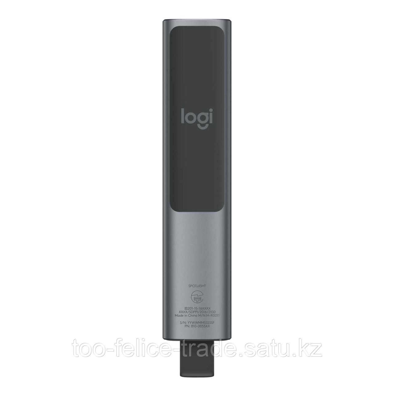 Презентер Logitech Spotlight Slate (серый, Bluetooth/2.4 GHz, перезаряжаемая литий-полимерная батарея 85мАч, - фото 1 - id-p81749437
