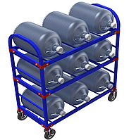 Стеллаж передвижной для 19-литровых бутылей с водой ТСВД-9 (без колес), 125 мм+20 000 т, 160 мм+28