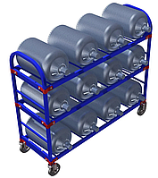 Стеллаж передвижной для 19-литровых бутылей с водой ТСВД-12 (без колес),125 мм+20 000 т, 160 мм+28