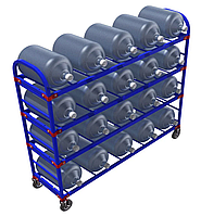 Стеллаж передвижной для 19-литровых бутылей с водой ТСВД-20 (без колес), 125 мм+20 000 т, 160 мм+28 000 т.