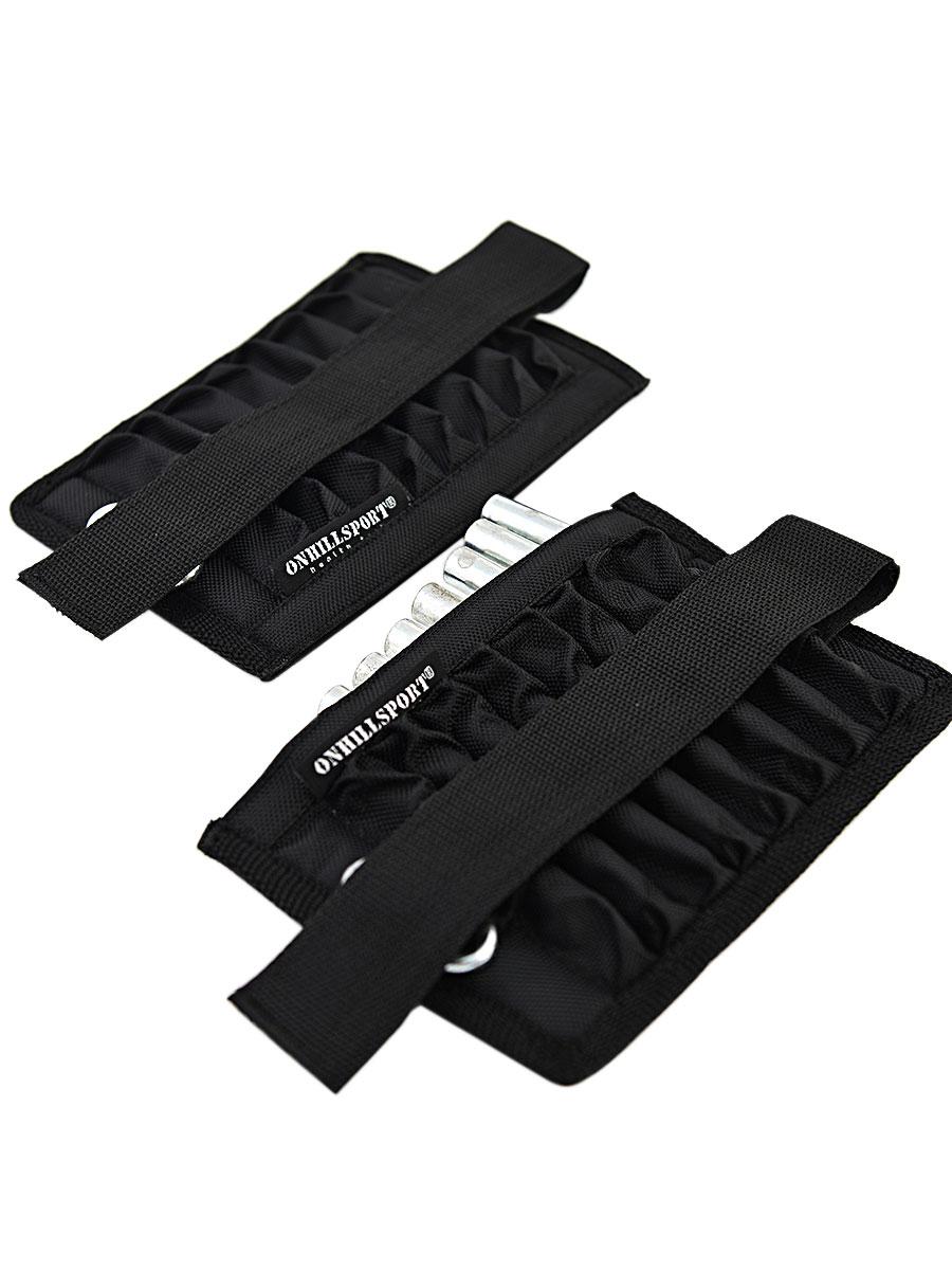 Утяжелители для ног и рук 2x1 кг, черный (металл, 16x125 г)