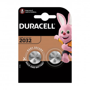 Батарейки Duracell дисковые CR2032, 3V, 3,2 *20 мм, 2 шт./уп. - фото 1 - id-p92599274