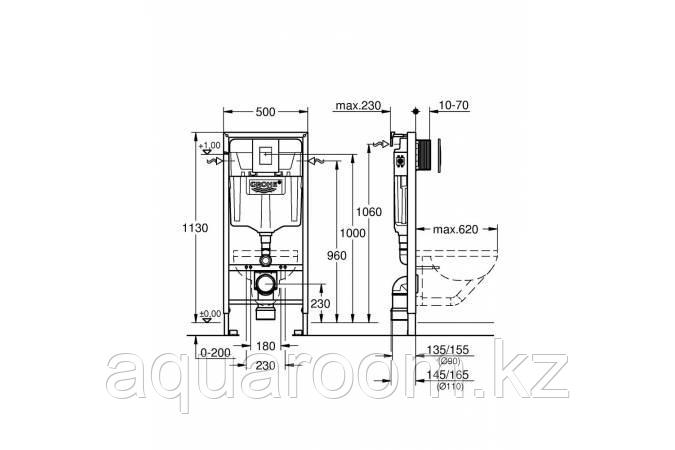 Комплект Grohe инсталляция Rapid SL+ подвесной унитаз Creavit Free (38772001, FE320-11CB00E-0000, KC0903,02,) - фото 4 - id-p92604776