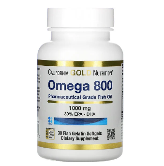 БАД Омега 800, рыбий жир 80% ЭПК и ДГК,1000мг (30 рыбно-желатиновых капсул)California Gold Nutrition