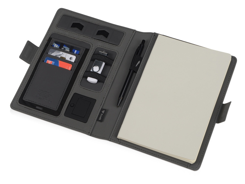Органайзер с беспроводной зарядкой 5000 mAh Powernote, светло-серый - фото 3 - id-p92612666