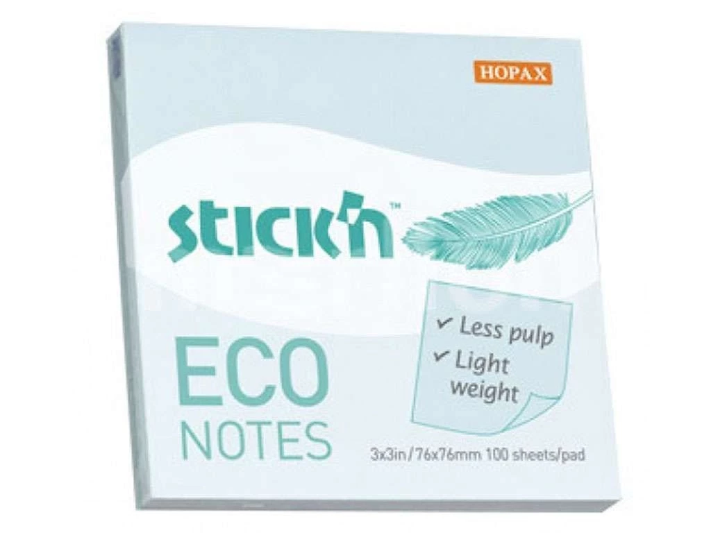 Клейкие листки STICK`N ECO 76 х 76 мм голубые, 100 листов