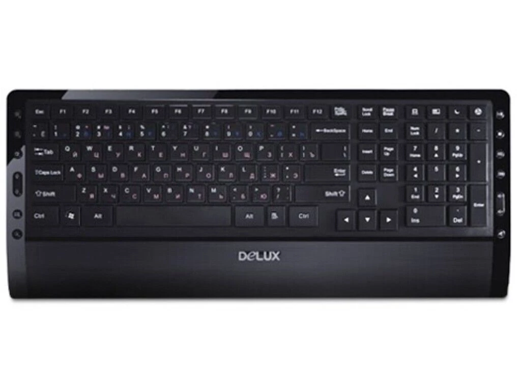 Клавиатура Delux DLK-190OUB черная, USB, Анг/Рус/Каз