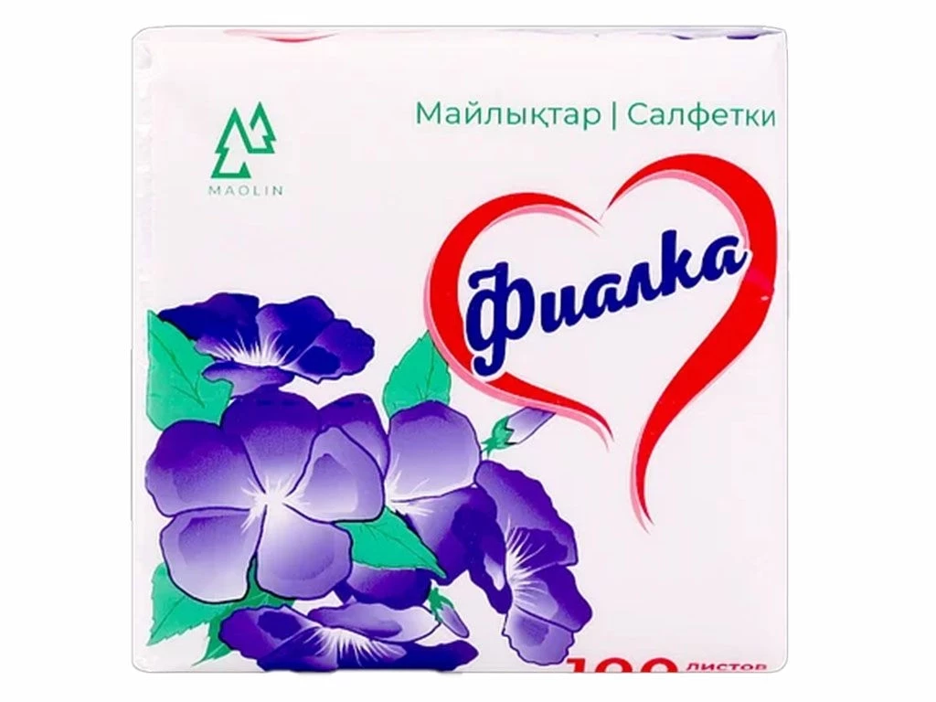 Салфетки Маолин "Фиалка", 1-слойные, 100 штук в упаковке., белые